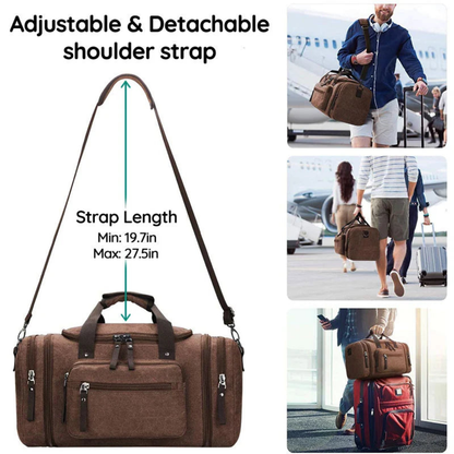 Canvas Duffle Bag Large Travel Weekender Pack with Rugged Shoulder Strap