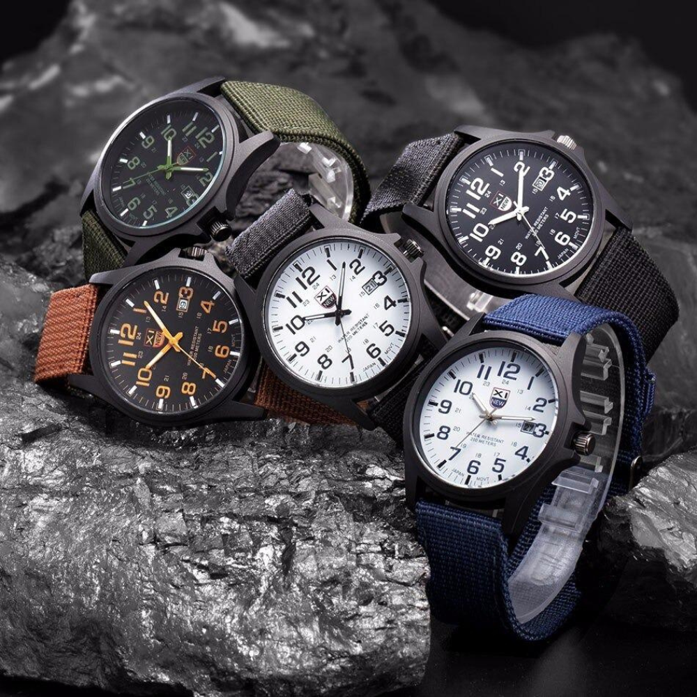 Mens Watches Tactical Field Military Style Quartz Watch with LED