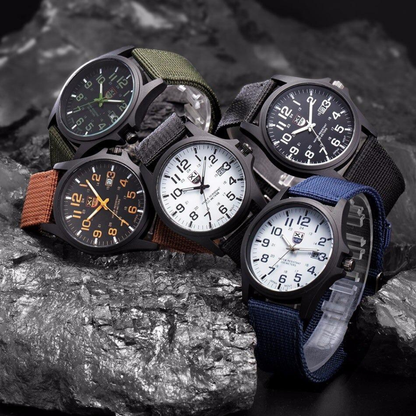 Mens Watches Tactical Field Military Style Quartz Watch with LED