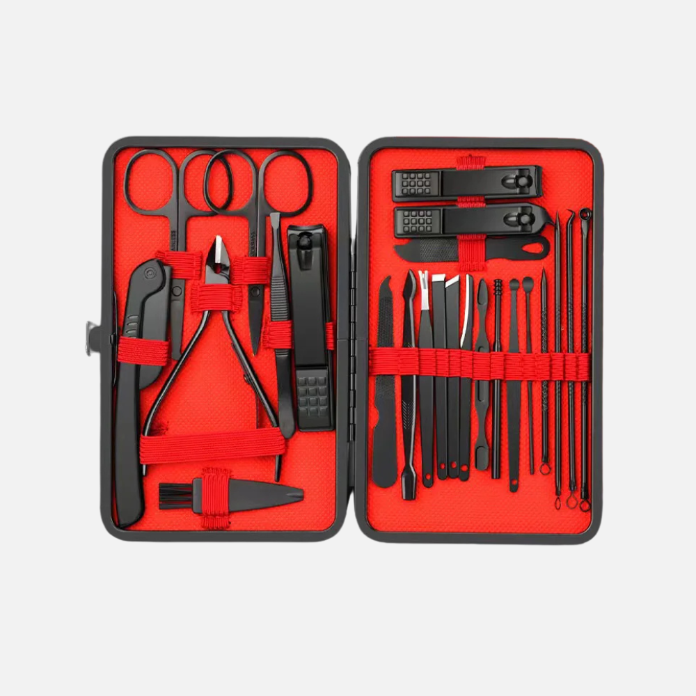 Mens Thick Nail Clipper Set Stainless Steel Portable Grooming Kit