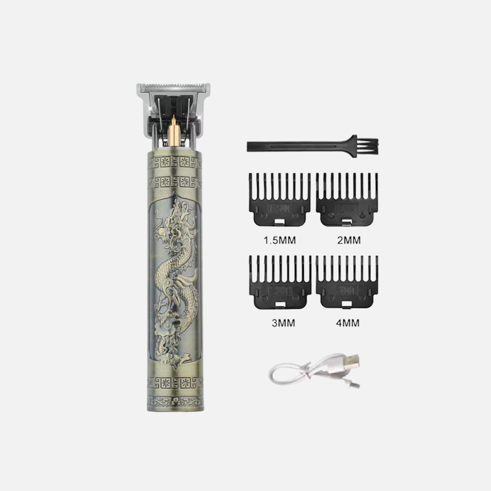 Stainless Steel Hair Clipper, Mens Hair Cutter With Engraved Style Handle