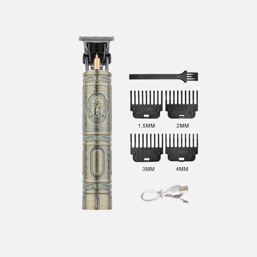 Stainless Steel Hair Clipper, Mens Hair Cutter With Engraved Style Handle
