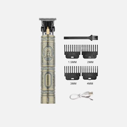 Stainless Steel Hair Clipper, Mens Hair Cutter With Engraved Style Handle