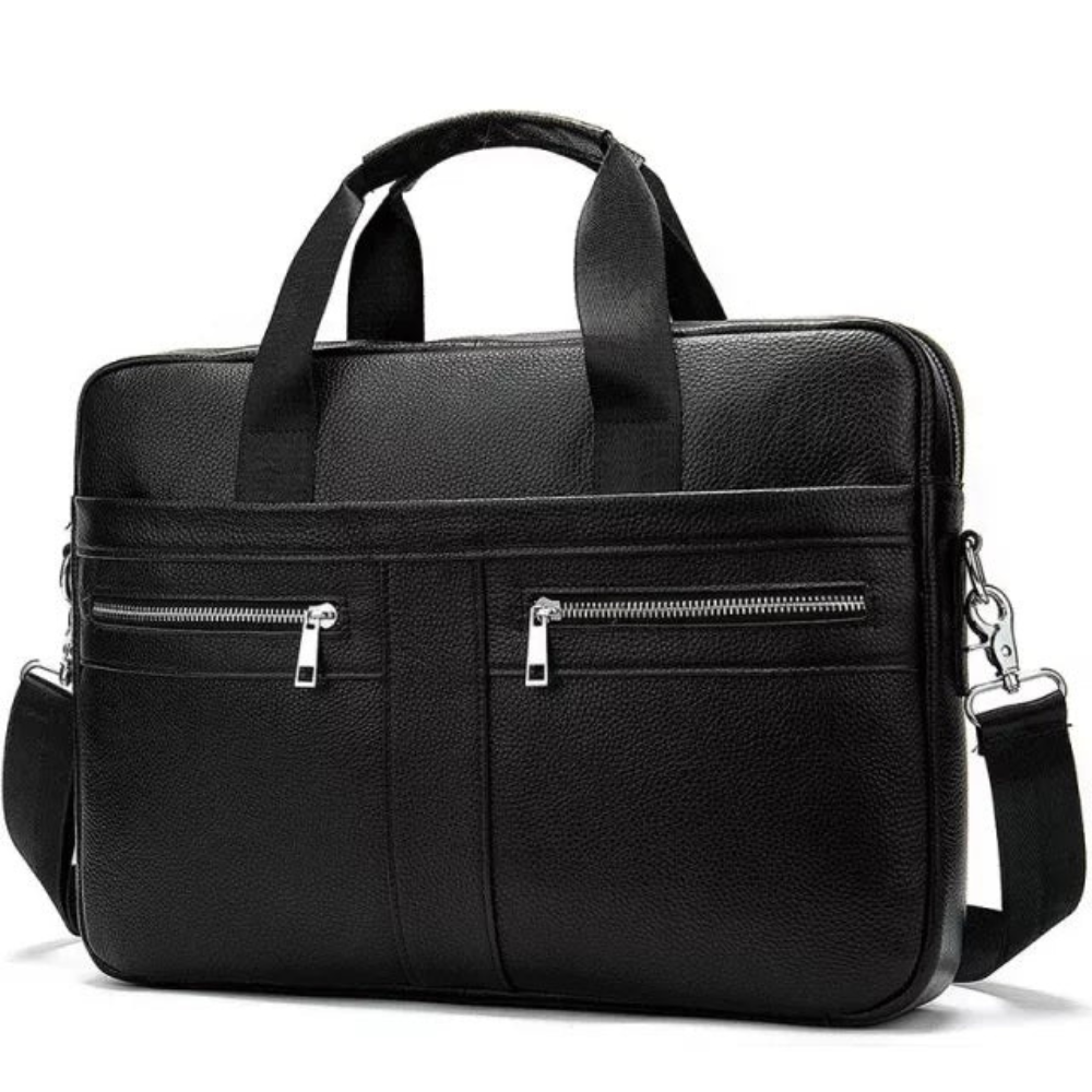 Briefcase for Men Genuine Cow Leather Messenger Shoulder Travel Bag 17 Inch