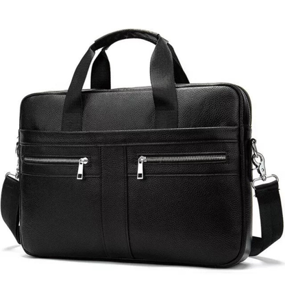 Briefcase for Men Genuine Cow Leather Messenger Shoulder Travel Bag 17 Inch