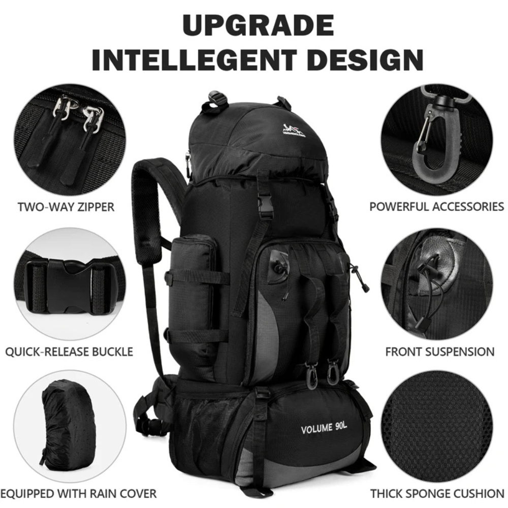 Hiking Backpack 90L Extra Large Rucksack for Multi Day Trekking