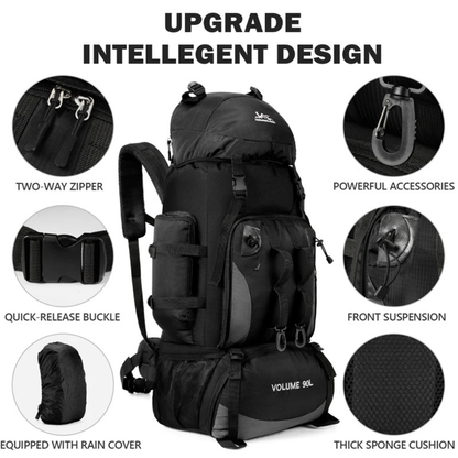 Hiking Backpack 90L Extra Large Rucksack for Multi Day Trekking