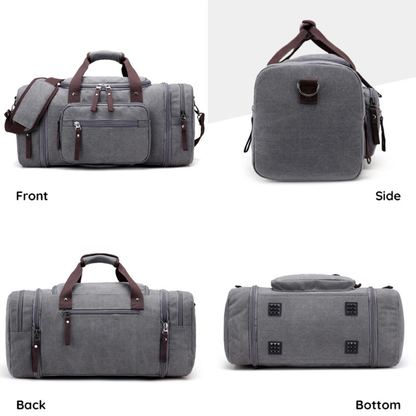 Canvas Duffle Bag Large Travel Weekender Pack with Rugged Shoulder Strap