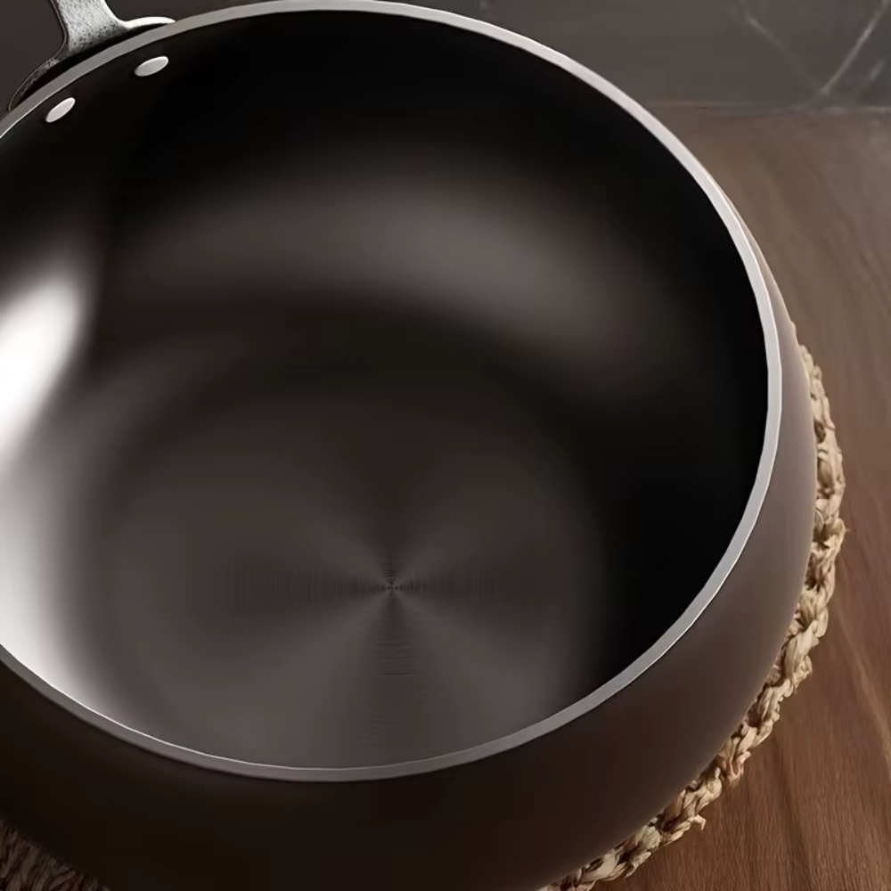 Refined Iron Big Pot Belly Uncoated Pan With Glass or Wooden Lid - Even Heat Frying Kitchen Cookware