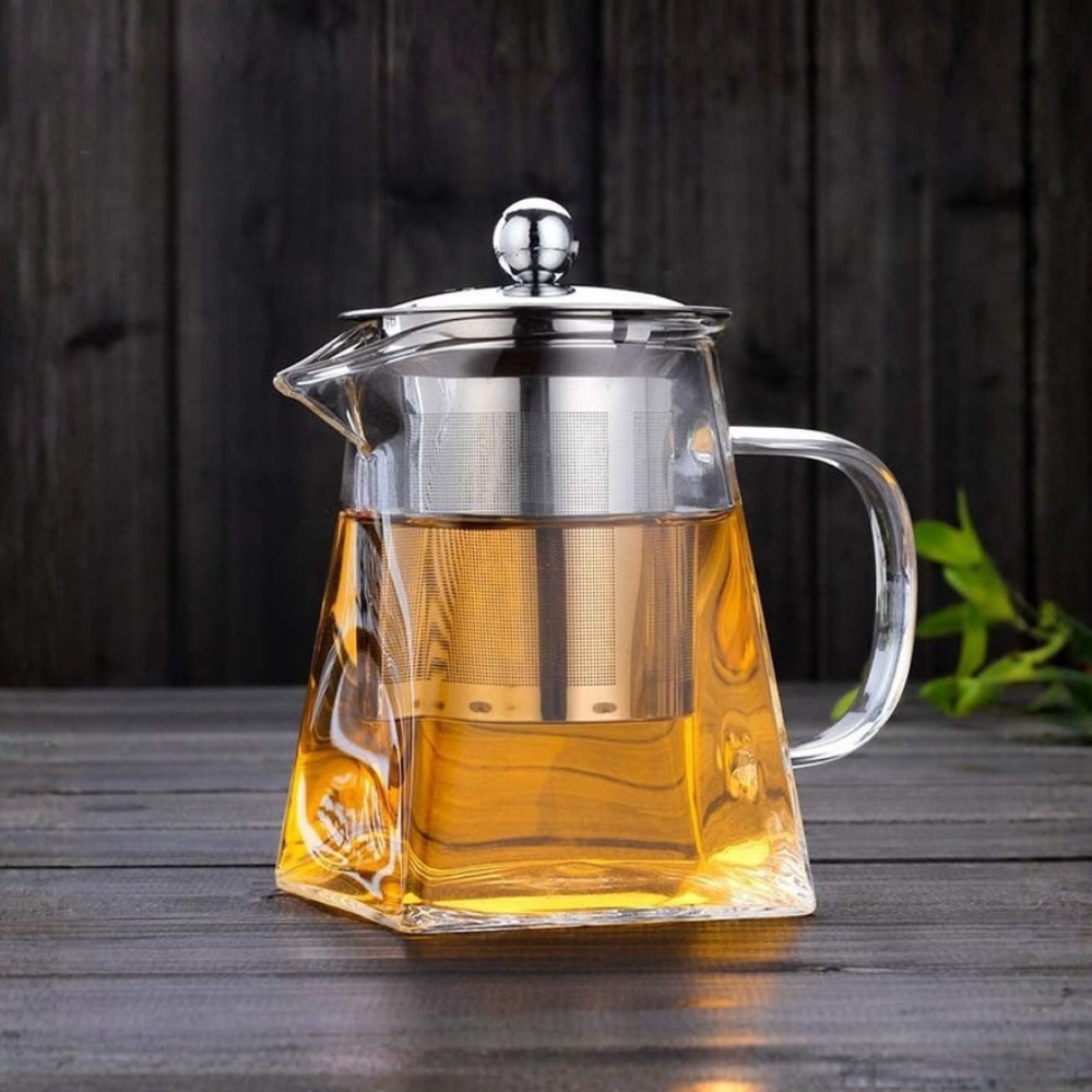 Glass Teapot With Tea Infuser, Heat Resistant Borosilicate Tea Kettle With Stainless Steel Filter