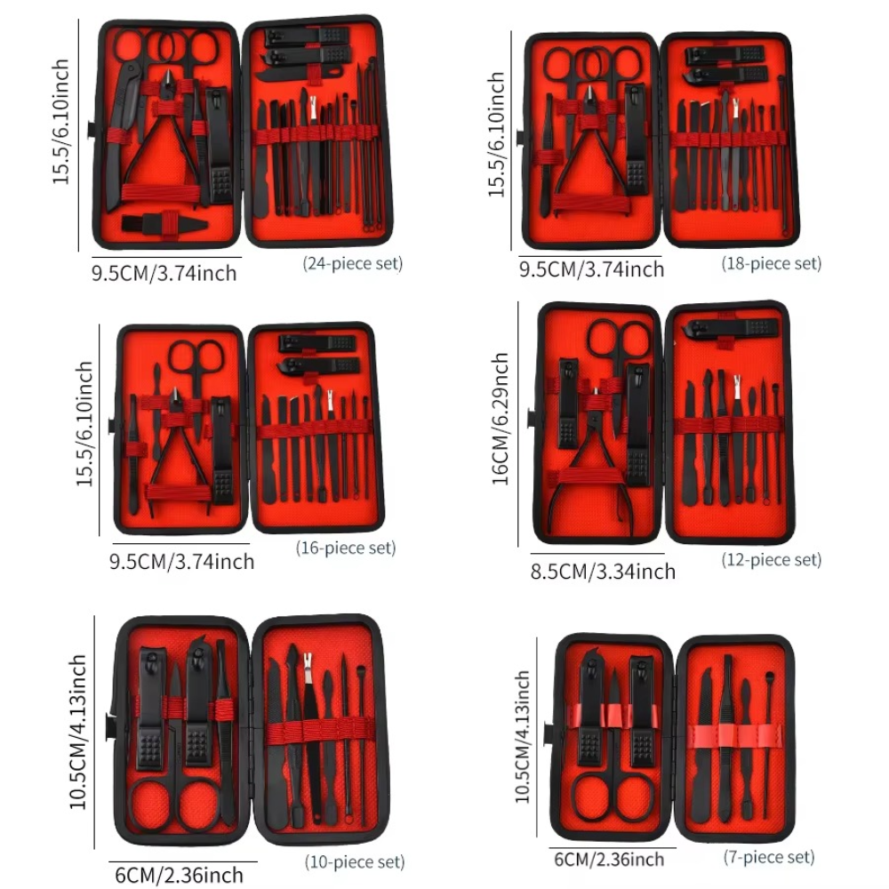 Mens Thick Nail Clipper Set Stainless Steel Portable Grooming Kit