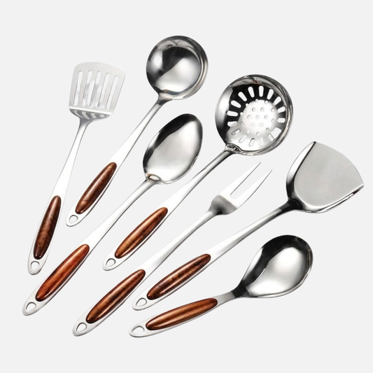 Stainless Steel Kitchen Utensil 7pcs Set, Essential Cooking Tools