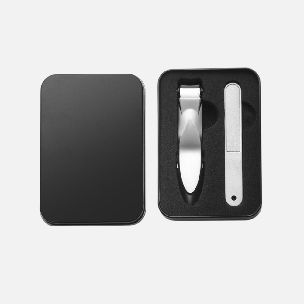 Mens Thick Nail Clippers Anti-splash Wide Jaw Stainless Steel Toenail Cutter Set With File