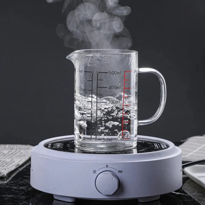 High Borosilicate Glass Measuring Cup, Cooking Measuring Cup - Glass Cups with Lid, Glass Lid and Bamboo Lid