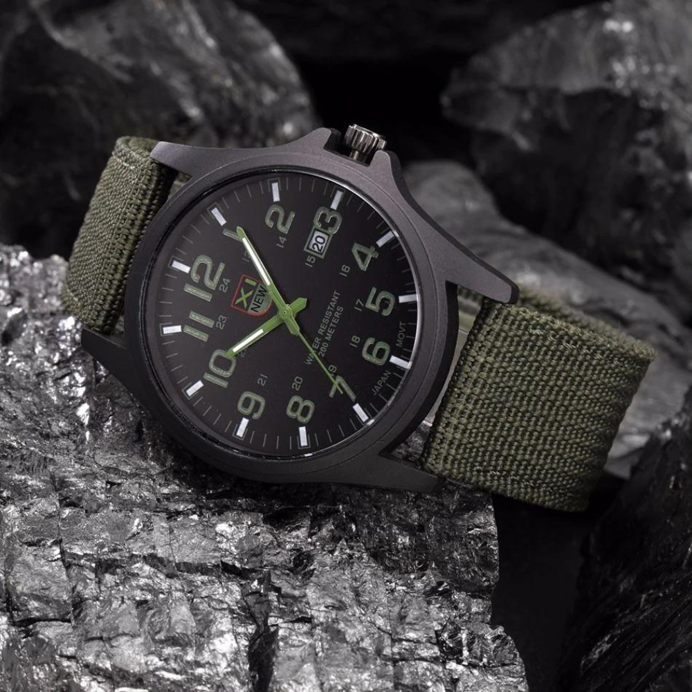 Mens Watches Tactical Field Military Style Quartz Watch with LED