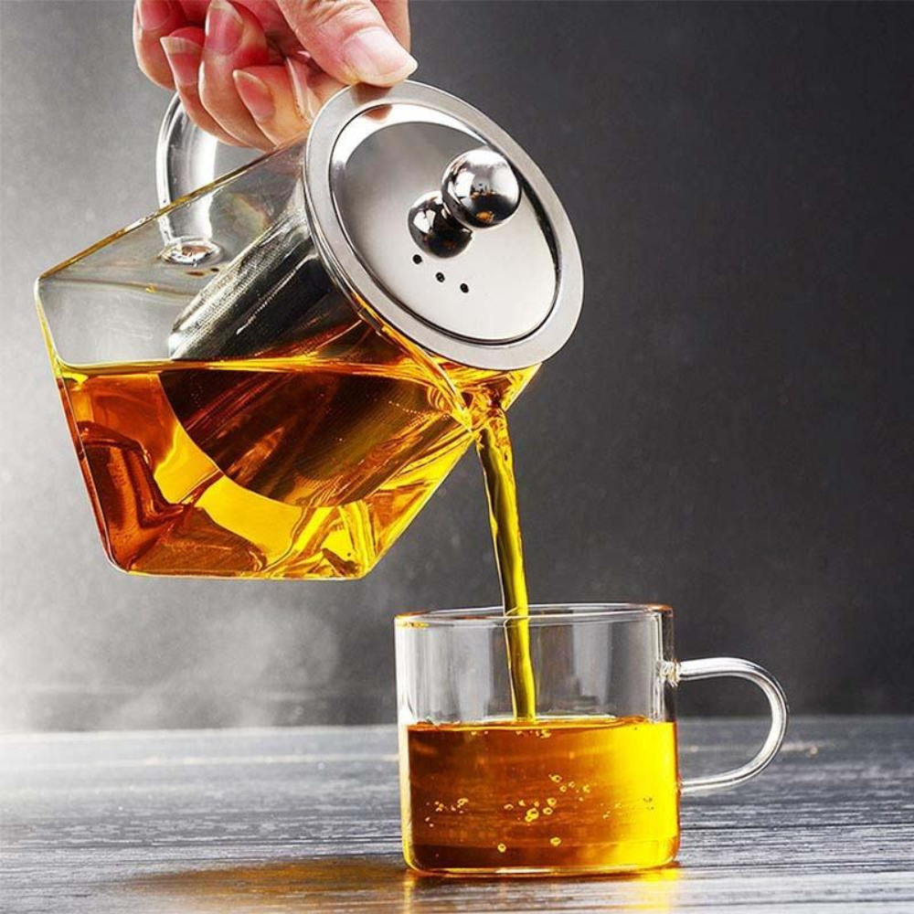 Glass Teapot With Tea Infuser, Heat Resistant Borosilicate Tea Kettle With Stainless Steel Filter