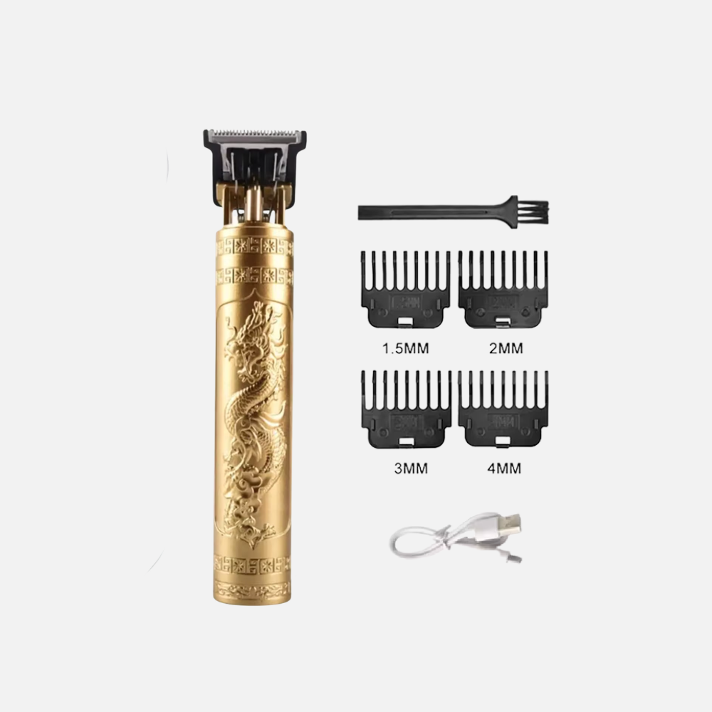 Stainless Steel Hair Clipper, Mens Hair Cutter With Engraved Style Handle