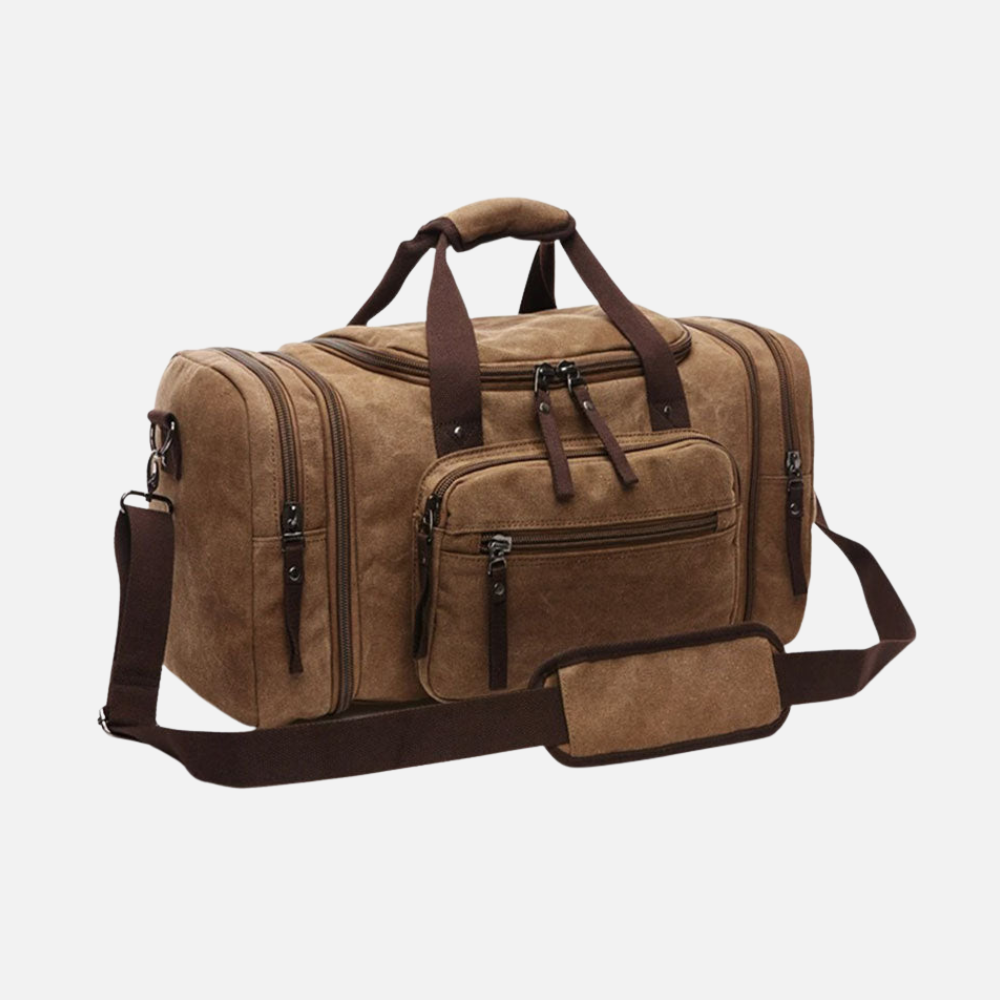 Canvas Duffle Bag Large Travel Weekender Pack with Rugged Shoulder Strap