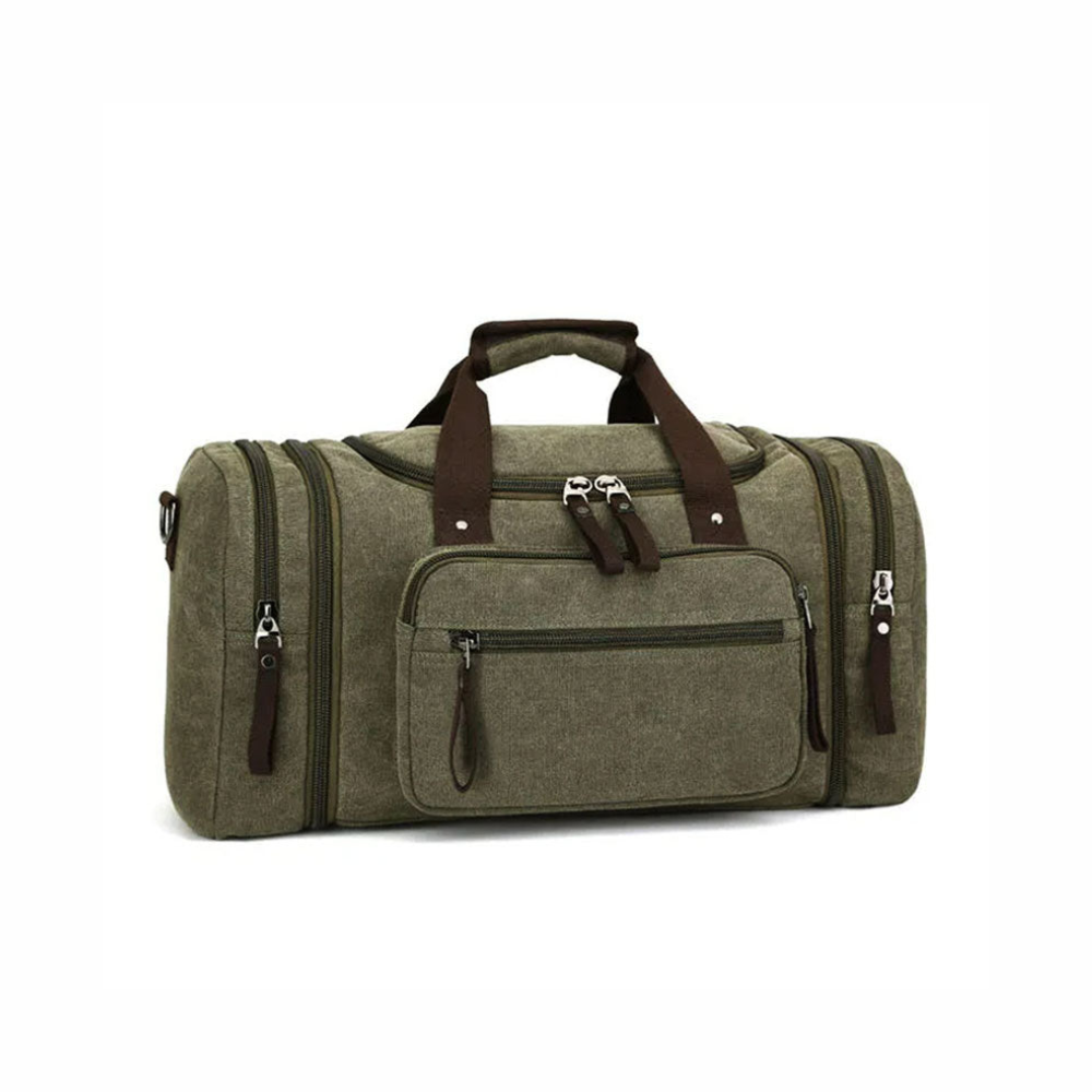 Canvas Duffle Bag Large Travel Weekender Pack with Rugged Shoulder Strap