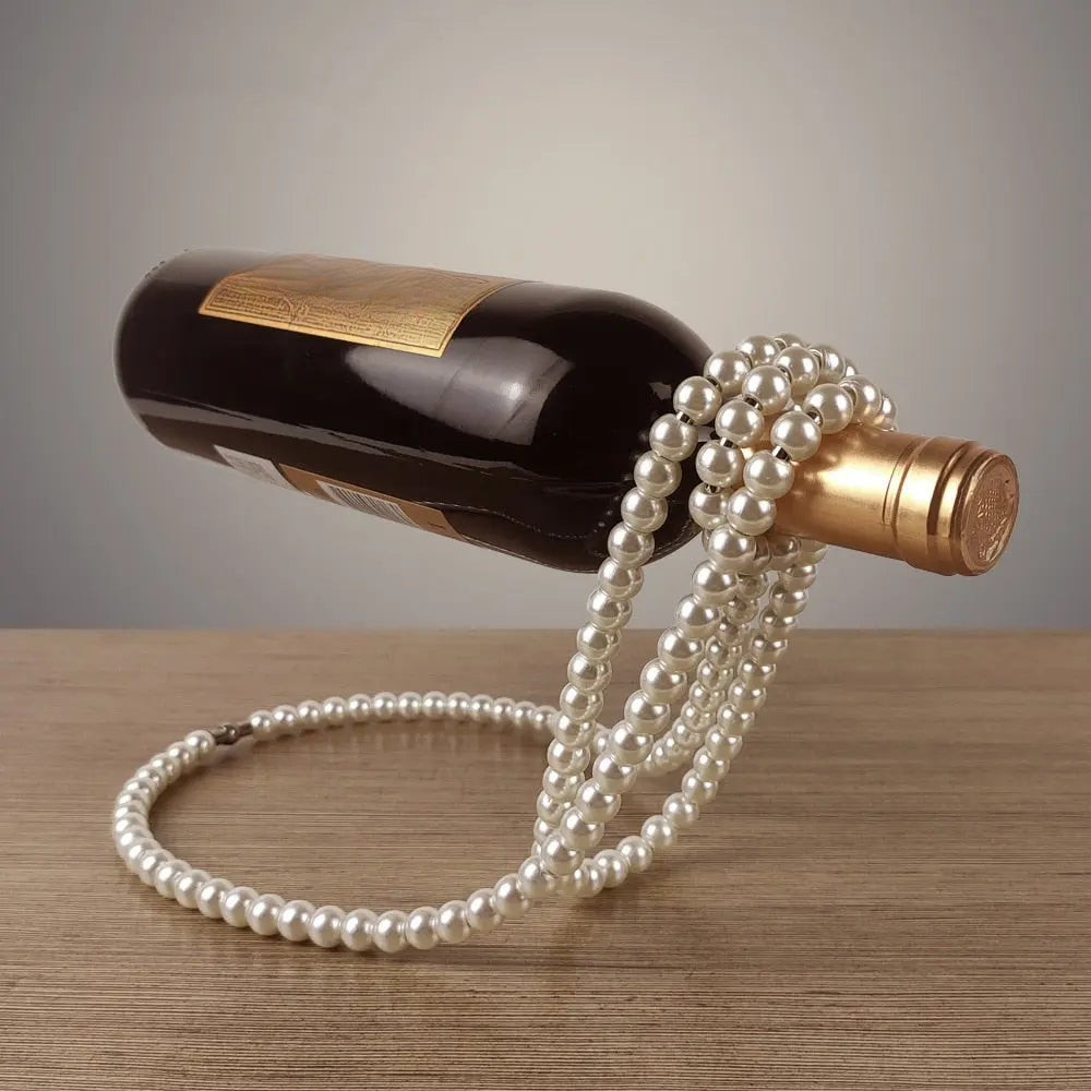 Single Wine Bottle Holder, Chain & Pearl Style Stand