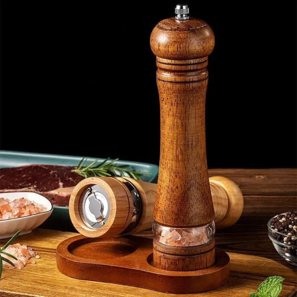 Wooden Salt & Pepper Grinder With Acrylic Viewing Window