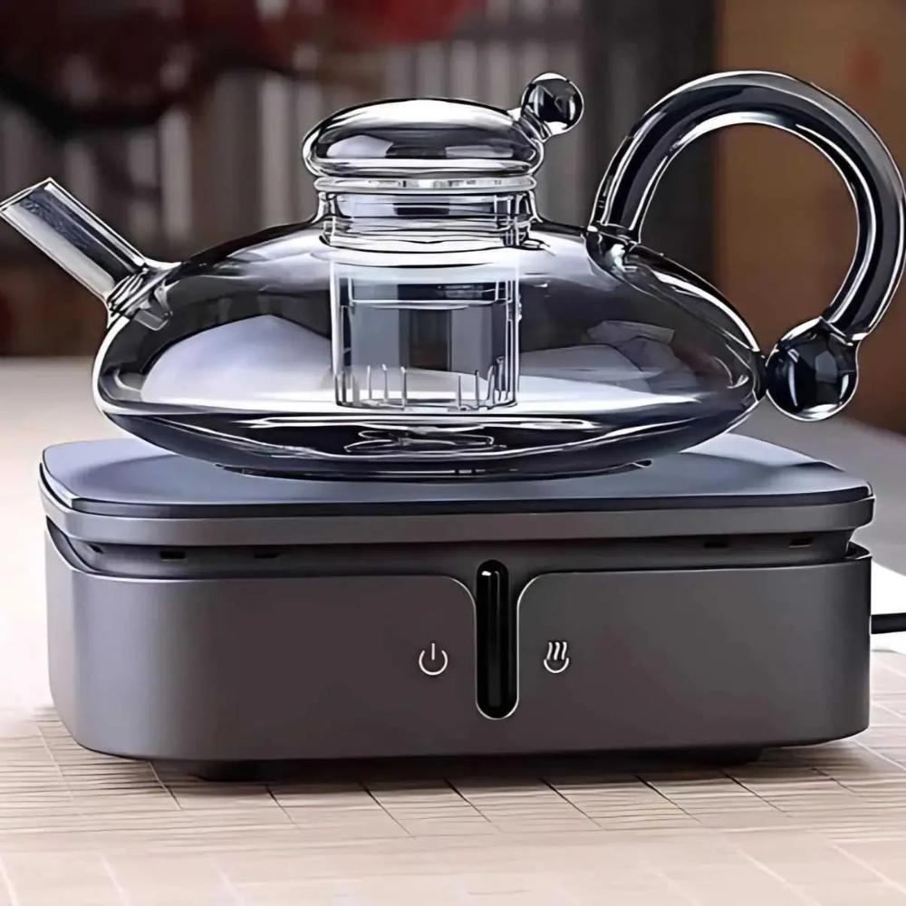 Glass Teapot Kettle WIth Filter & Tea Cups Matching Set