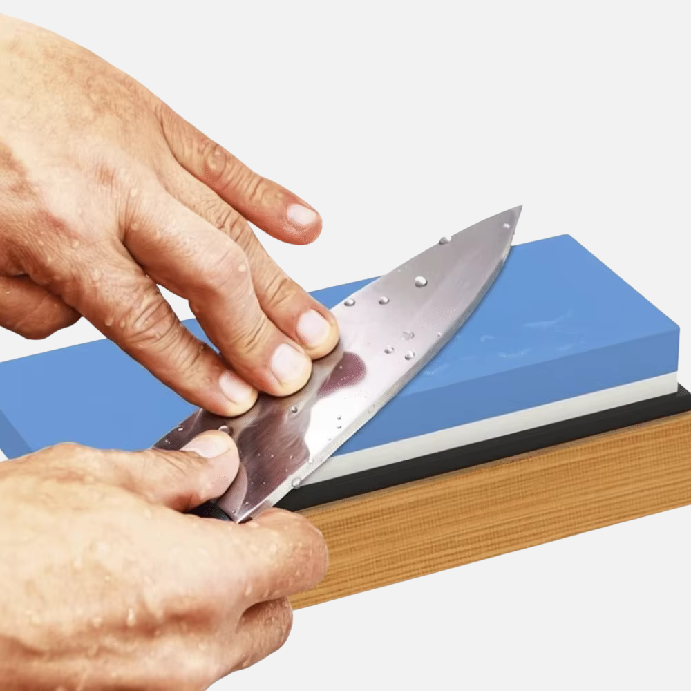 Dual Sided Whetstone Kitchen Knife Sharpening Stone Set - 2 Side Grit 1000/6000 With Bamboo Base