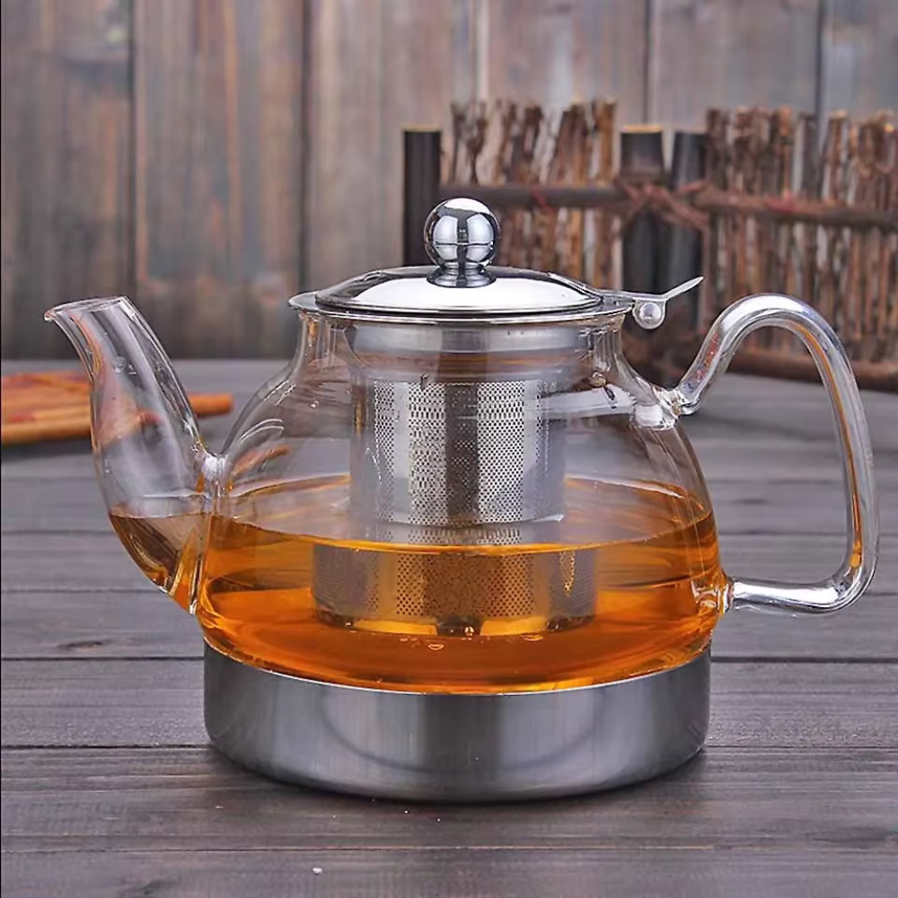 High Borosilicate Glass Teapot Stovetop Gas and Induction Cooker, Boiling Water Tea Kettle With Stainless Steel Filter