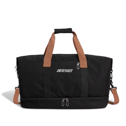 Travel Duffle Bag with Shoe Compartment, Wet Dry Separator and Trolley Strap