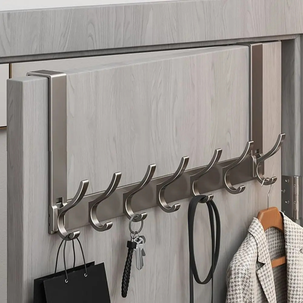 Coat Rack Over the Door Aluminum Alloy Multi Hook Rigid Storage Rail