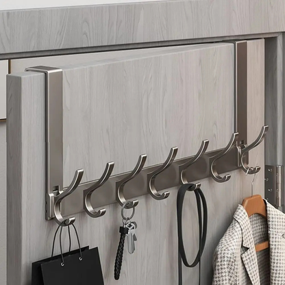 Coat Rack Over the Door Aluminum Alloy Multi Hook Rigid Storage Rail