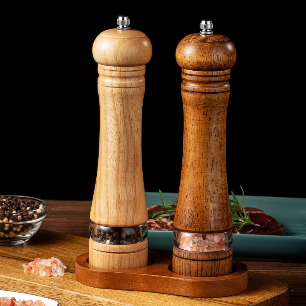 Wooden Salt & Pepper Grinder With Acrylic Viewing Window