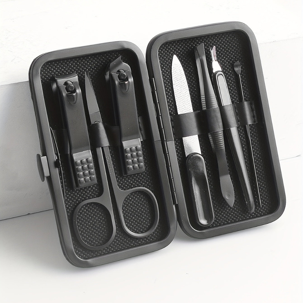 Mens Thick Nail Clipper 7 Piece Manicure Set With Portable Case