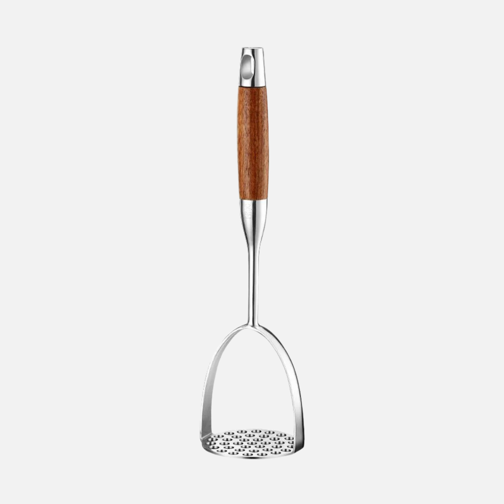 Potato Masher Stainless Steel Manual Food Press with Wooden Handle