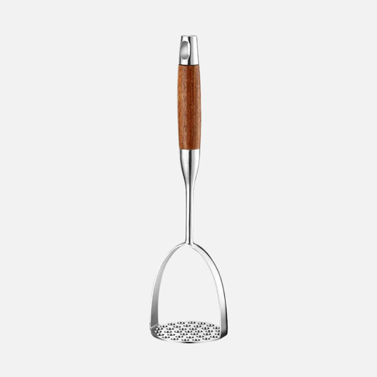 Potato Masher Stainless Steel Manual Food Press with Wooden Handle