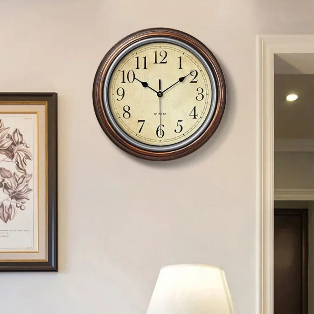 Classic Retro Wall Clock, 12" Silent Non Ticking Quartz Design