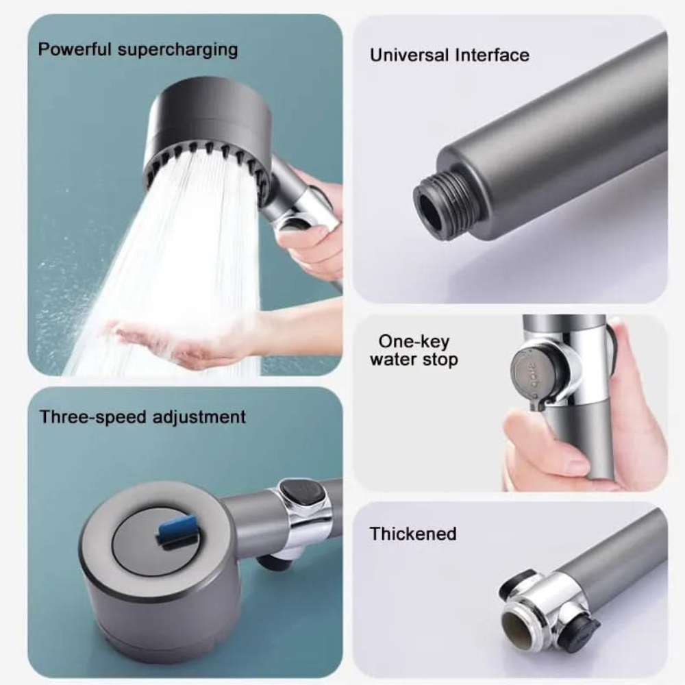 Handheld Shower Head With Filter - Three Spray Modes