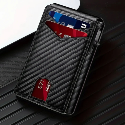 Wallet Slim RFID Blocking Carbon Fiber Look Card Holder Pocket Bifold