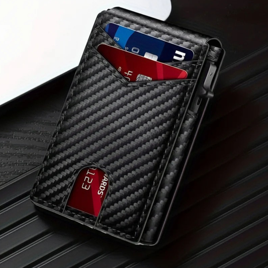 Wallet Slim RFID Blocking Carbon Fiber Look Card Holder Pocket Bifold