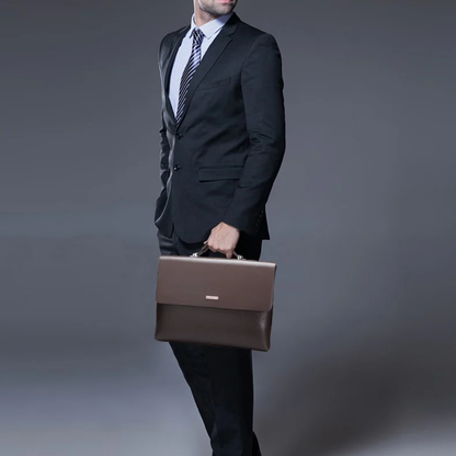 Briefcase Synthetic Leather Business Shoulder Bag with Laptop Sleeve