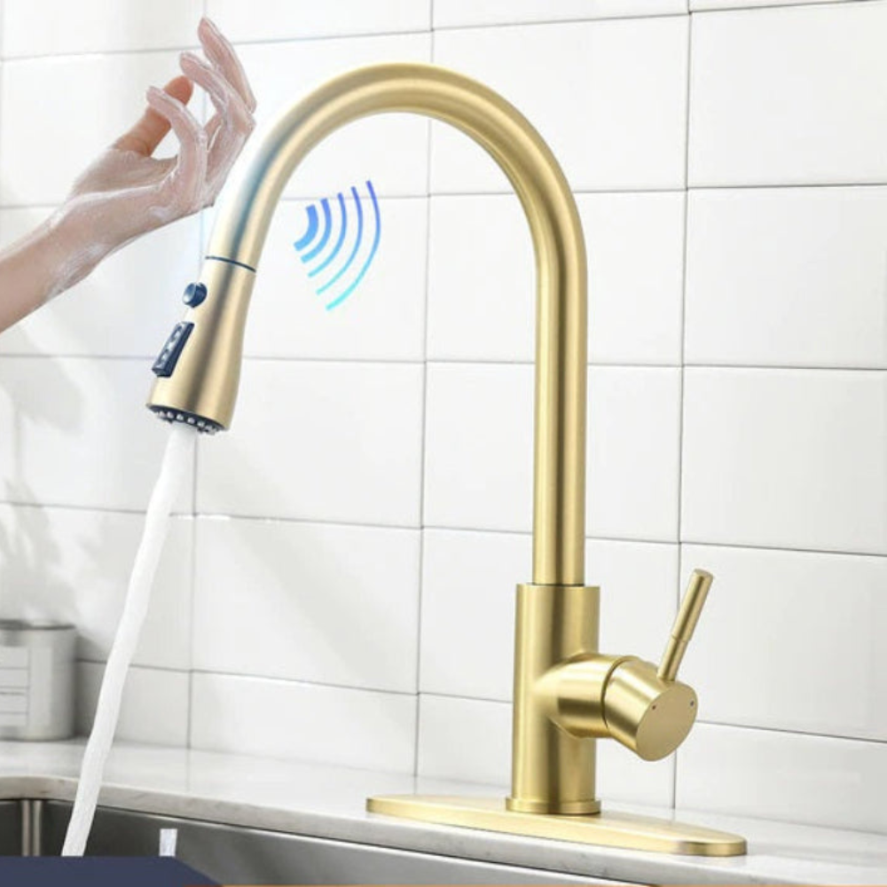 Kitchen Sensor Faucet Water Tap, Stainless Steel Smart Touch With 4 Colors