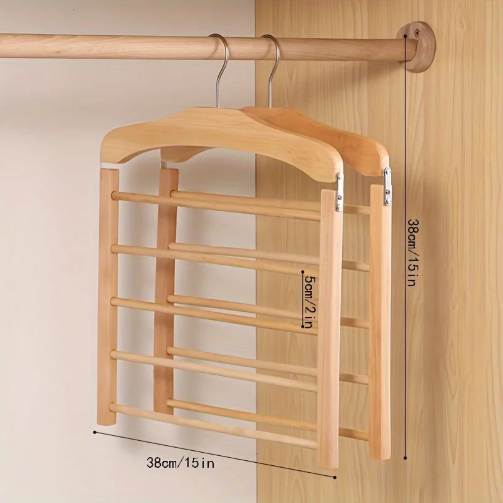 Pants Hanger Multi Bar Solid Wood Space Saving Closet Organizer Rack