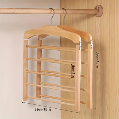 Pants Hanger Multi Bar Solid Wood Space Saving Closet Organizer Rack