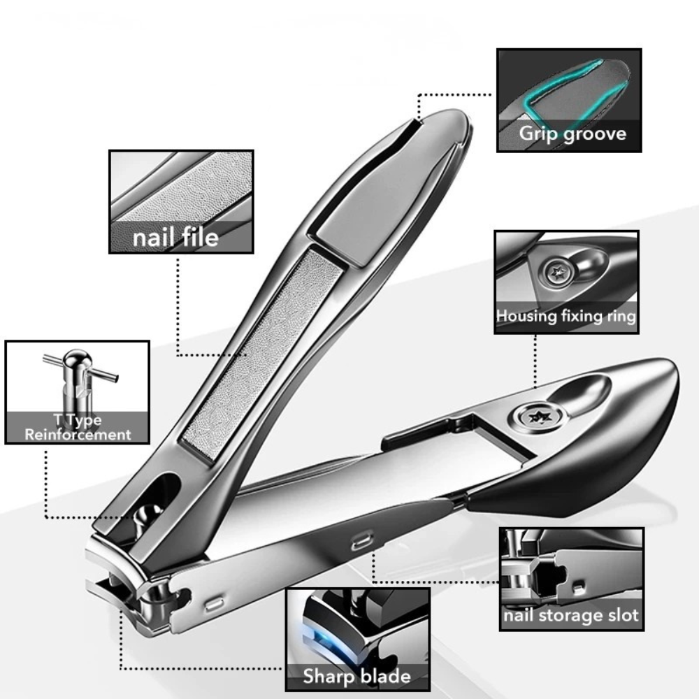 Toenail Clipper With Detachable Nail Storage, Stainless Steel Curved Blade For Fingernails