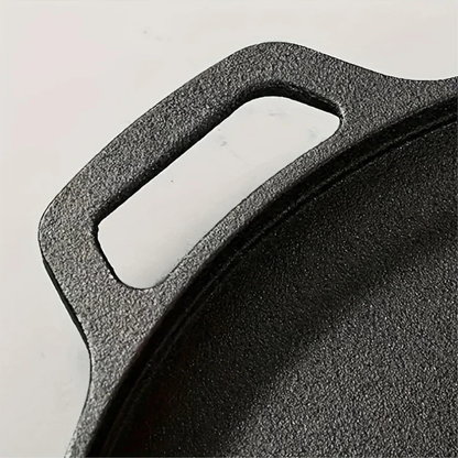 Cast Iron Skillet Pan Griddle Round Multi Cooking Surface with Dual Handles