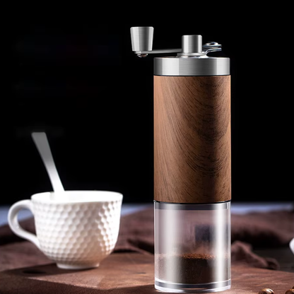 Manual Coffee Grinder with Adjustable Grinding and Wood Grain Finish