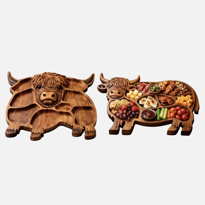 Wood Charcuterie Boards Cow Shaped Solid Wood Meat and Cheese Platter