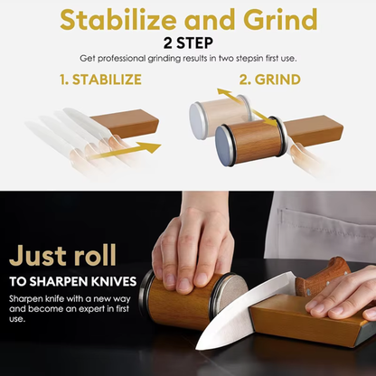 Magnetic Rolling Knife Sharpener - Dual Angle & Grinding Discs