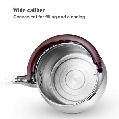 Stainless Steel Stovetop Boiling Water Kettle, Whistling Stovetop Pot With Wide Curved Handle