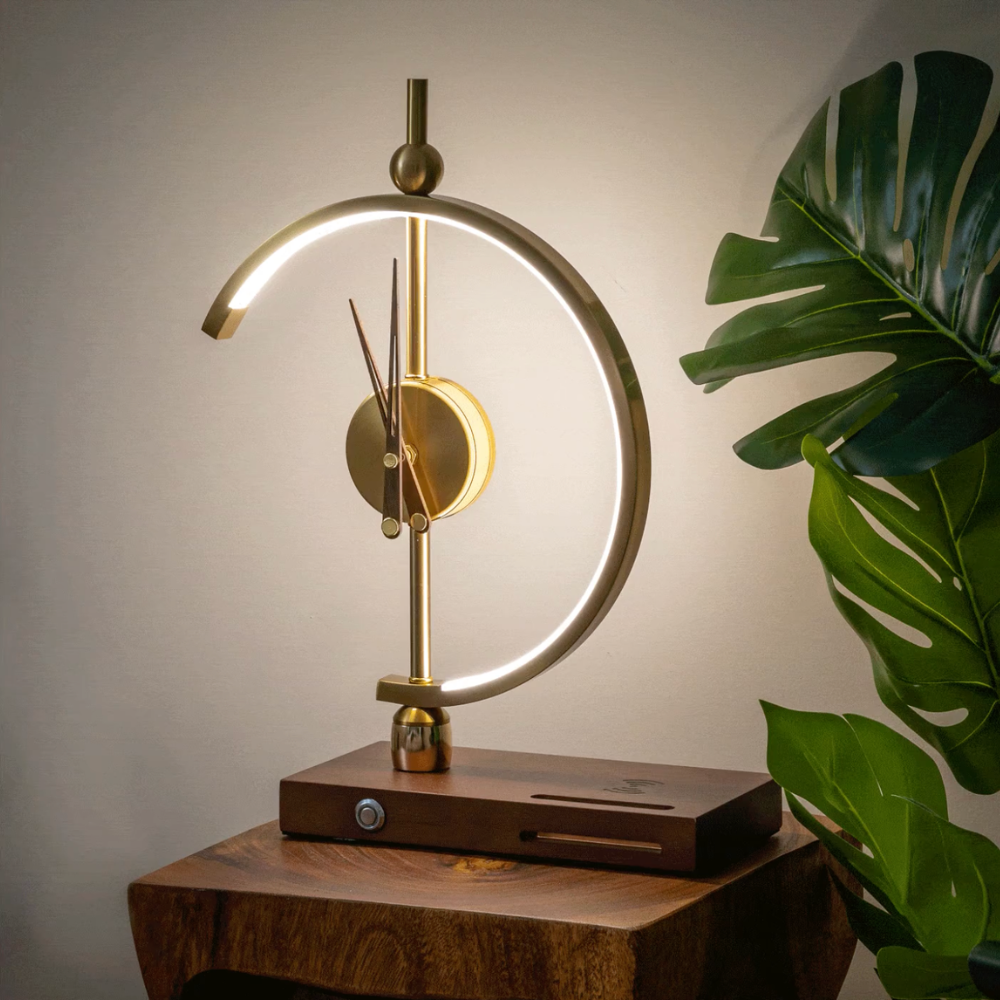 Modern Daylight Clock, Desk Lamp Clock With Wireless Charger For Phone